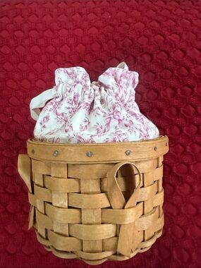 Longaberger Brown Woven Round Basket with American Cancer Society Stamp